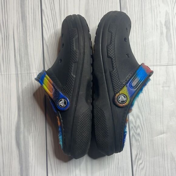Crocs Tie Dye lined Crocs Men’s 7 Women’s 8 Black - Picture 7 of 8